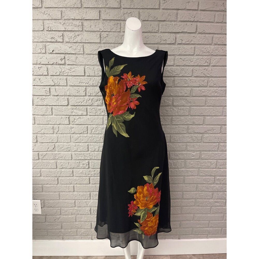 Dressbarn Collection Women Beaded Floral Dress Size 10